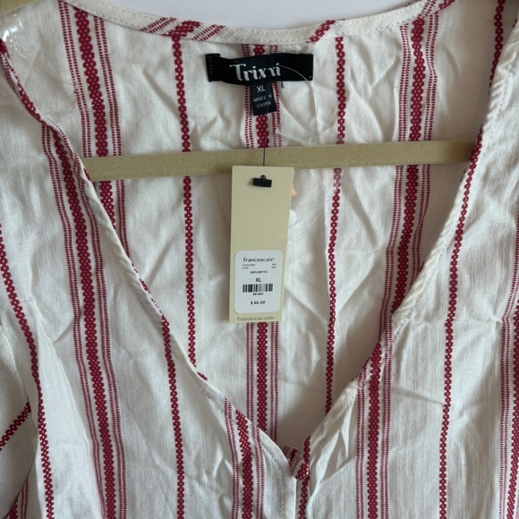 Francescs’s NWT Red and White Striped Peplum Blouse - Picture 9 of 10